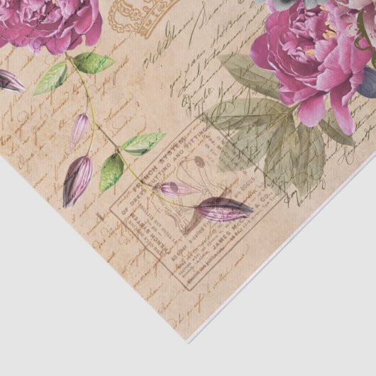  Vrouw Mode Roze Bloemen & Handschrift Tissuepapier (Detail)