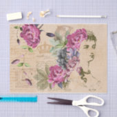  Vrouw Mode Roze Bloemen & Handschrift Tissuepapier (Craft)