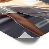 Vrouw model met een blanco wit T-shirt Poster (Hoek)