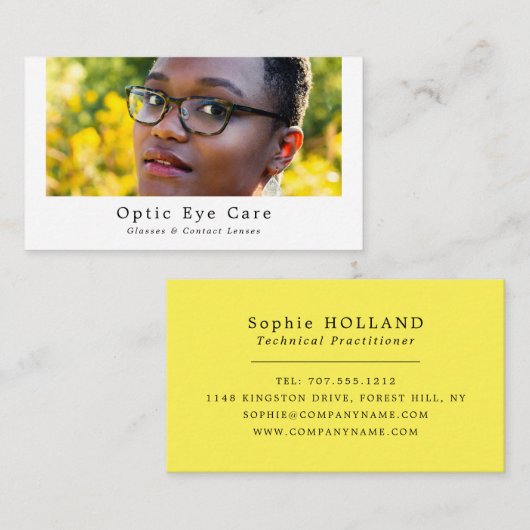 Vrouw Model, Opticien, Technical Practitioner Visitekaartje (Voorkant / Achterkant)