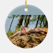 Vrouw Model Zonnebaden Thunder_Cove Keramisch Ornament (Achterkant)