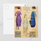  vrouw Modelleren van de modes van Parijs Briefkaart (Voorkant / Achterkant)