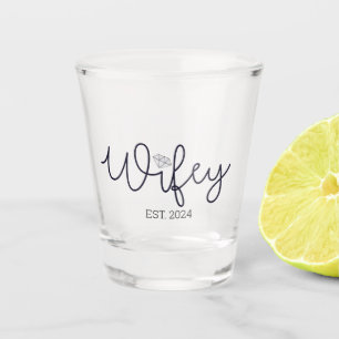 Vrouw Moderne Typografie Echtgenote Mevrouw Huweli Shot Glas