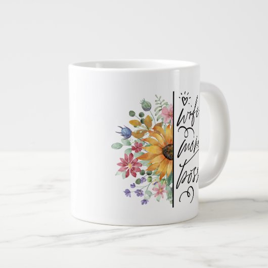 Vrouw Moeder Baas Badass Funny Zonnebloem Moederda Grote Koffiekop (Voorkant rechts)