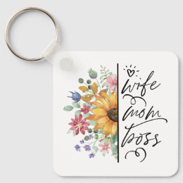 Vrouw Moeder Baas Badass Funny Zonnebloem Moederda Sleutelhanger