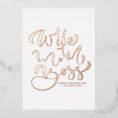 Vrouw Moeder Baas Kalligrafie Moederdag Roos Goud Folie Uitnodiging (Voorkant)