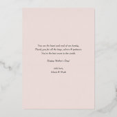 Vrouw Moeder Baas Kalligrafie Moederdag Roos Goud Folie Uitnodiging (Achterkant)