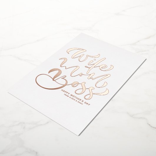 Vrouw Moeder Baas Kalligrafie Moederdag Roos Goud Folie Uitnodiging (Gedraaid)