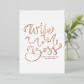 Vrouw Moeder Baas Kalligrafie Moederdag Roos Goud Folie Uitnodiging (Staand Voorkant)