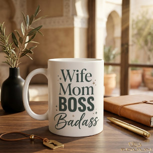 Vrouw Moeder Baas Stoer Sarcasme Krachtige Typogra Grote Koffiekop