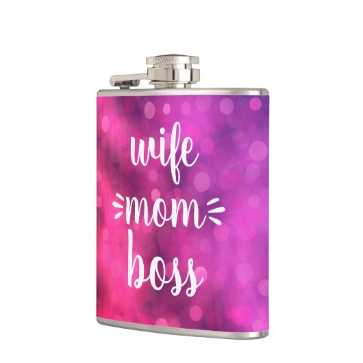 Vrouw Moeder Boss Babe Script Typografie Bold Hot Heupfles (Links)