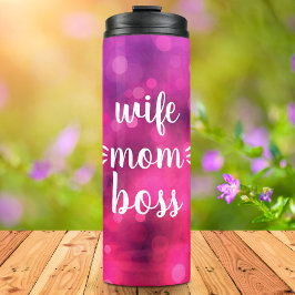 Vrouw Moeder Boss Babe Script Typografie Bold Hot Thermosbeker