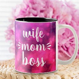 Vrouw Moeder Boss Babe Script Typografie Bold Hot Tweekleurige Koffiemok