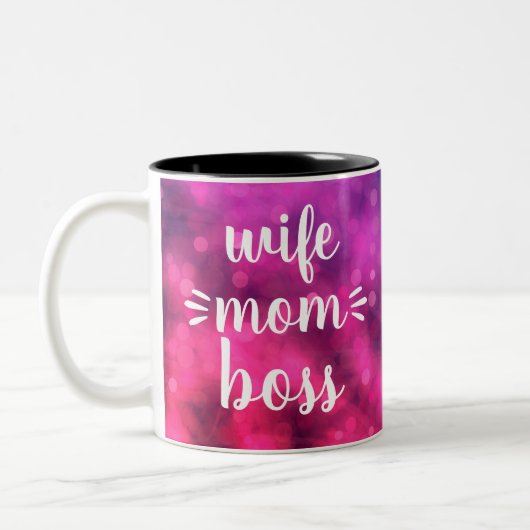 Vrouw Moeder Boss Babe Script Typografie Bold Hot  Tweekleurige Koffiemok (Links)