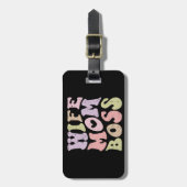 Vrouw Moeder Boss Retro Groovy Moederdag Zwart Bagagelabel (Voorkant verticaal)