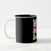 Vrouw Moeder Boss Retro Groovy Moederdag Zwart Tweekleurige Koffiemok (Links)