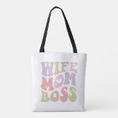 Vrouw Moeder Boss Retro Script Groovy Moederdag Tote Bag (Achterkant)