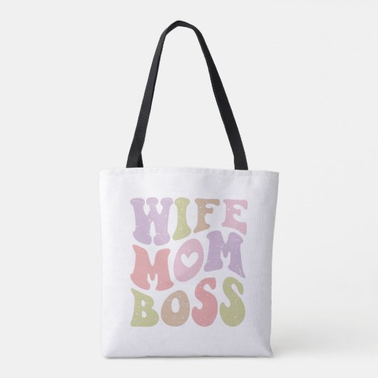 Vrouw Moeder Boss Retro Script Groovy Moederdag Tote Bag (Achterkant)