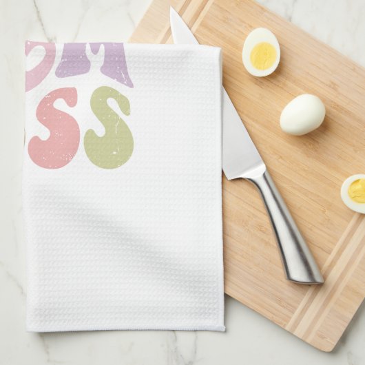 Vrouw Moeder Boss Retro Script Moederdag Theedoek (Quarter Fold)