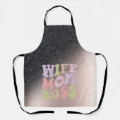 Vrouw Moeder Boss Zwart Glitter Ombre Roos Goud Schort (Voorkant)