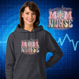 Vrouw Moeder Verpleegster Retro Leopard Print Typo Hoodie