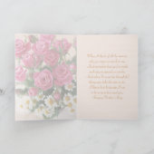 Vrouw, Moederdag - rozen en dasies-camomiles. Kaart (Binnen)