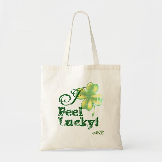 Vrouw Monogram, ik voel me gelukkig, Shamrock Tote Bag (Voorkant)
