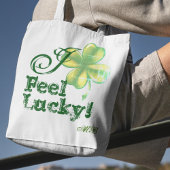 Vrouw Monogram, ik voel me gelukkig, Shamrock Tote Bag