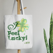 Vrouw Monogram, ik voel me gelukkig, Shamrock Tote Bag