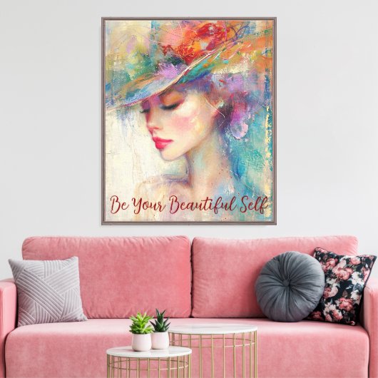 vrouw mooie zelf canvas afdruk (Insitu (Woonkamer))