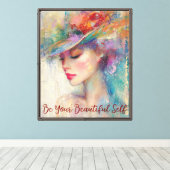 vrouw mooie zelf canvas afdruk (Insitu (Houten vloer))