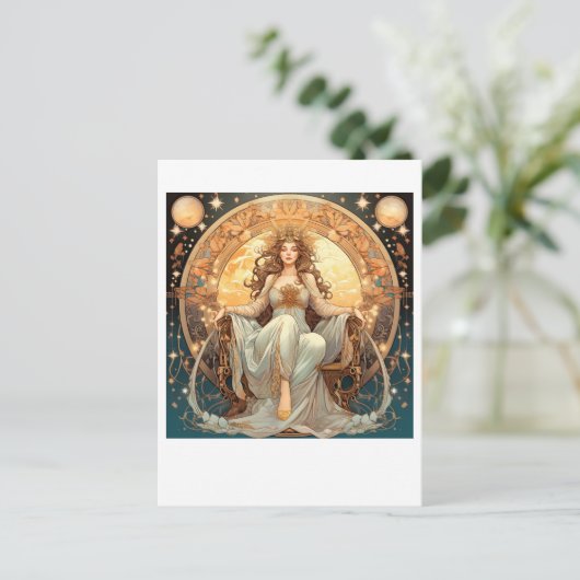 Vrouw Moon Goddess Briefkaart (Staand voorkant)
