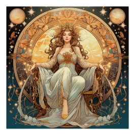 Vrouw Moon Goddess Perfect Poster