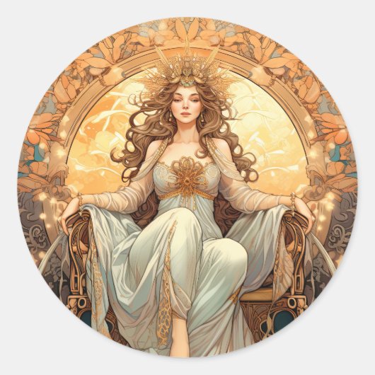 Vrouw Moon Goddess Ronde Sticker (Voorkant)