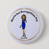 Vrouw Mortician Holding Urn Button (Voorkant)