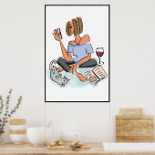 Vrouw Multi-Tasking Printbare Poster (Keuken)