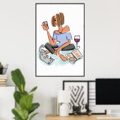 Vrouw Multi-Tasking Printbare Poster (Thuiskantoor)
