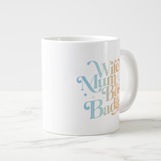 Vrouw Mum Boss Badass Grappig Sarcastisch Moederda Grote Koffiekop (Voorkant rechts)