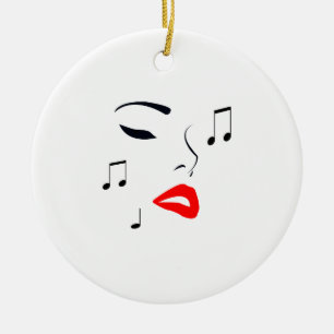 Vrouw Music Face Keramisch Ornament