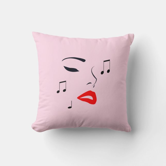 Vrouw Music Face Kussen (Voorkant)