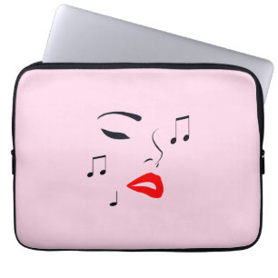 Vrouw Music Face Laptop Sleeve