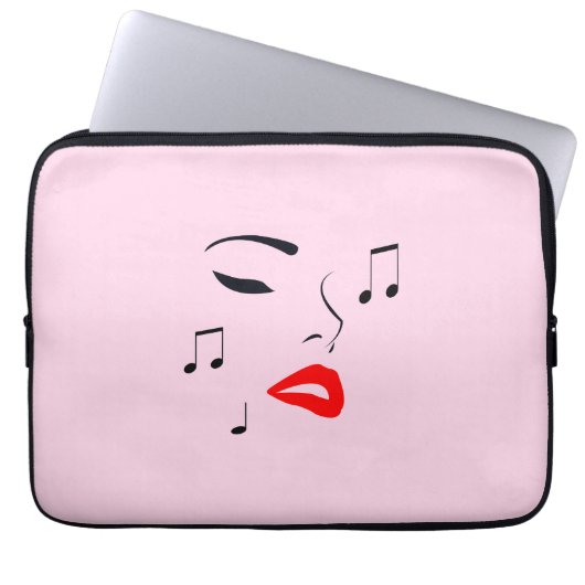 Vrouw Music Face Laptop Sleeve (Voorkant)