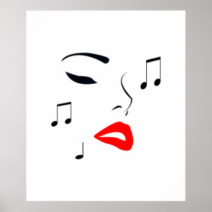 Vrouw Music Face Poster