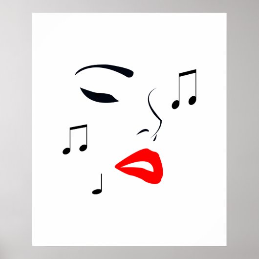 Vrouw Music Face Poster (Voorkant)
