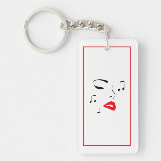 Vrouw Music Face Sleutelhanger (Voorkant)