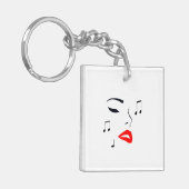 Vrouw Music Face Sleutelhanger (Voorkant Links)