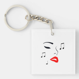 Vrouw Music Face Sleutelhanger