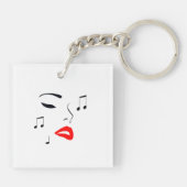 Vrouw Music Face Sleutelhanger (Achterkant)