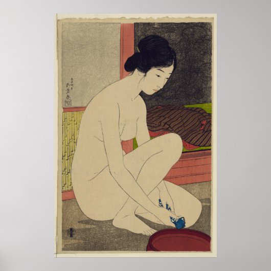 Vrouw na Bath - Japanse  Kunst Reprint Poster (Voorkant)