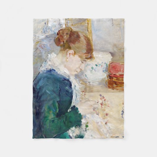 Vrouw Naaien, Berthe Morisot Fleece Deken (Voorkant)